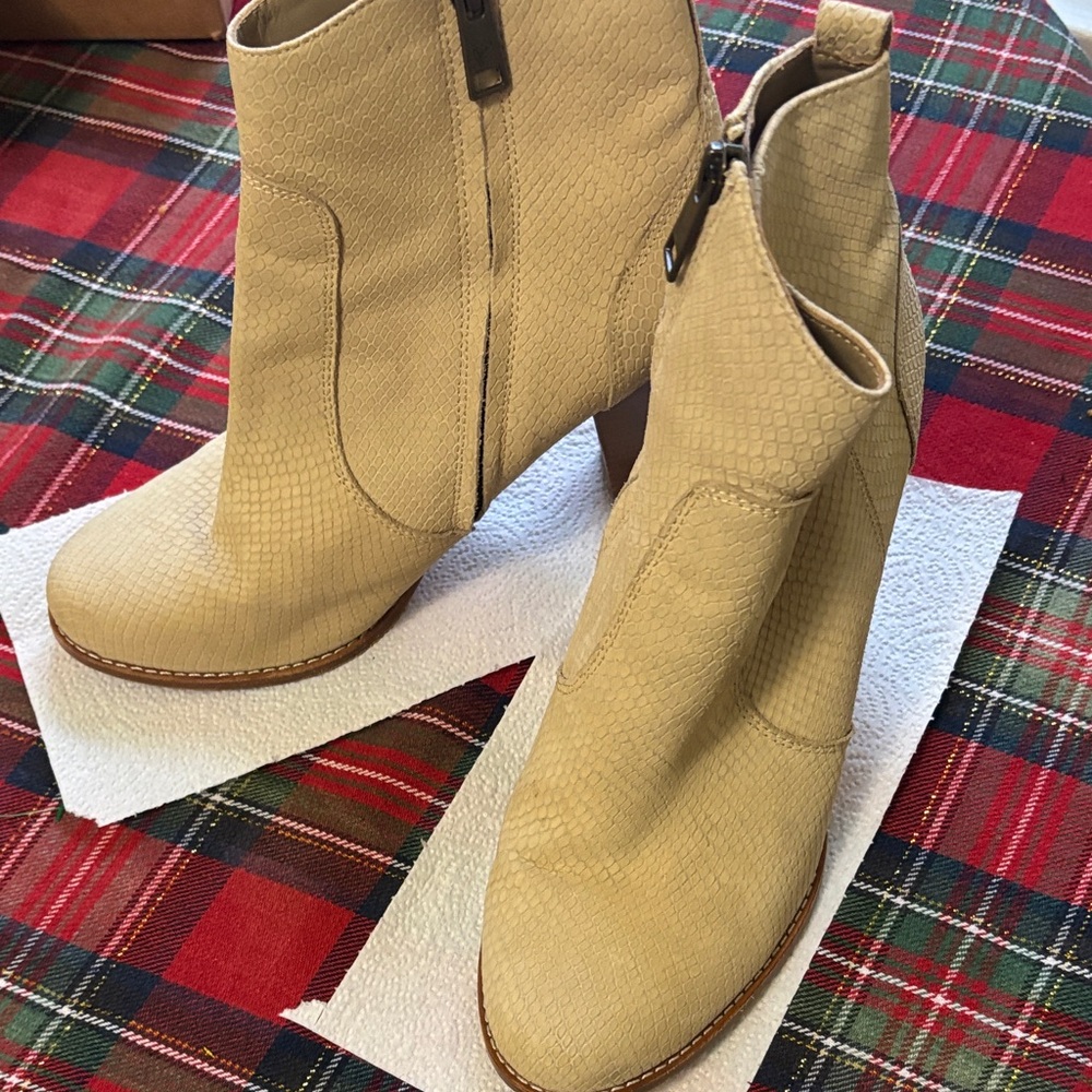 Joie Beige Textured Ankle Booties